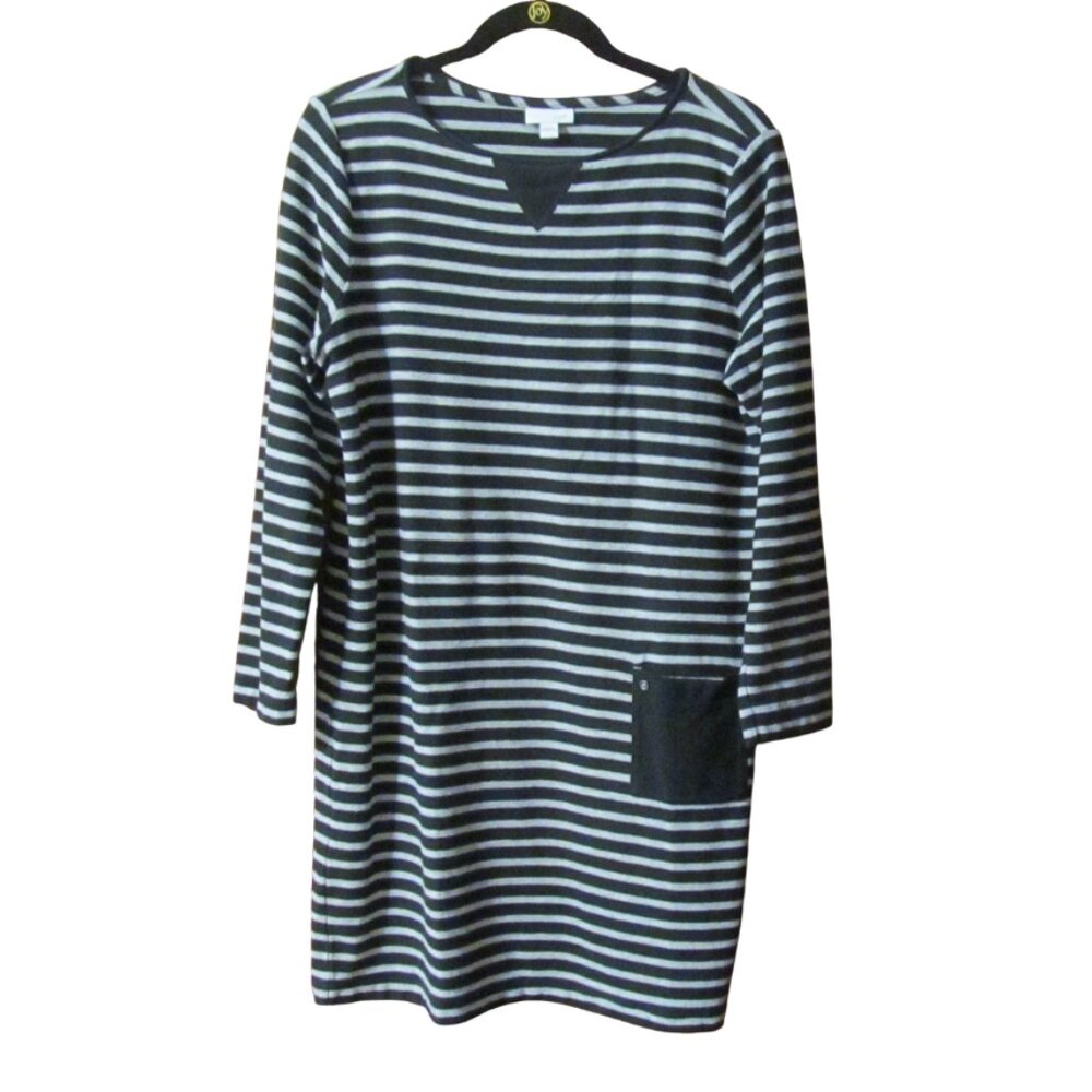 J. Jill Knit Long Sleeve Shift Cotton Sweater Dress - Size L